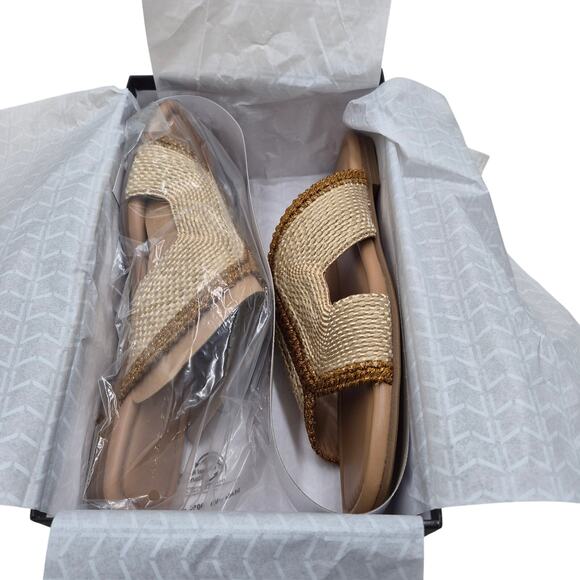 NEW Marc Fisher LTD Women's NASHIE Flat Sandal, Natural/Dark Natural sz 5.5 - Picture 6 of 7